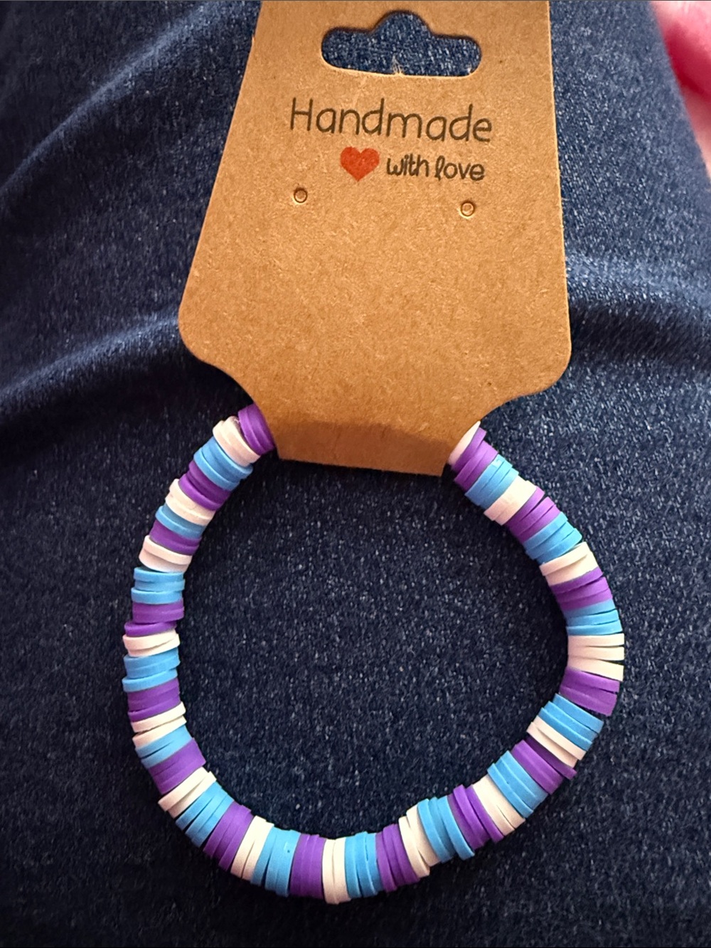 ‼️2/$10‼️ Kids Beaded Stretch Bracelet - Purple, Blue & White